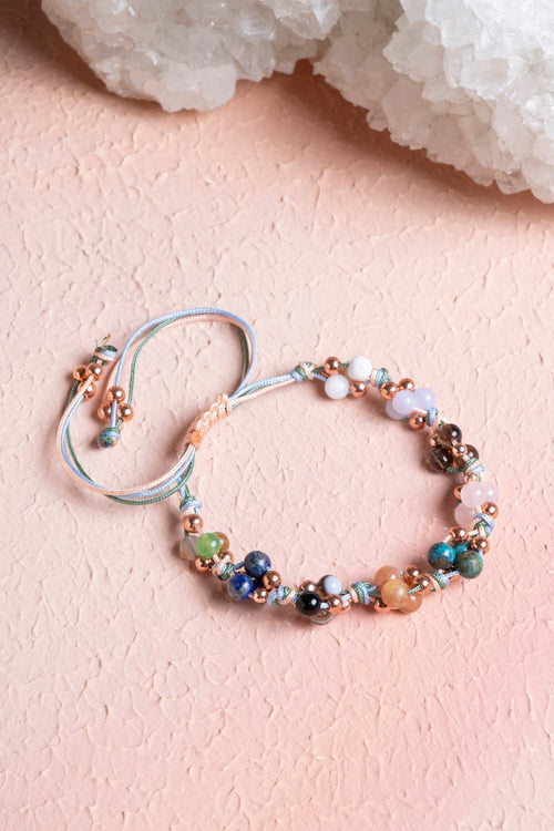 Sertifikalı Terazi Burcu Doğal Taş Makrome Bileklik