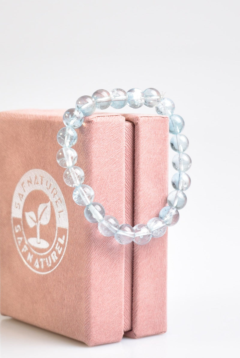 Sertifikalı Topaz Doğal Taş 8 mm Bileklik - Görsel 5 - Safnaturel