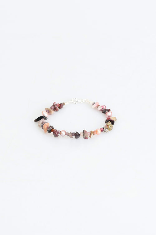 Certified Tourmaline - Pearl Natural Stone Silver Closure Bracelet (New Summer Season)