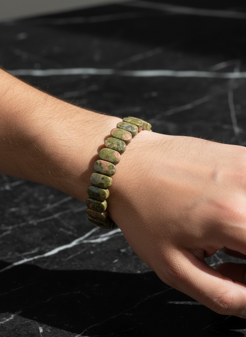 Sertifikalı Unakit Doğal Taş Bileklik – Özel Rolex Kesim