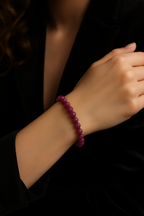 Certified Ruby Natural Stone 6 mm Bracelet