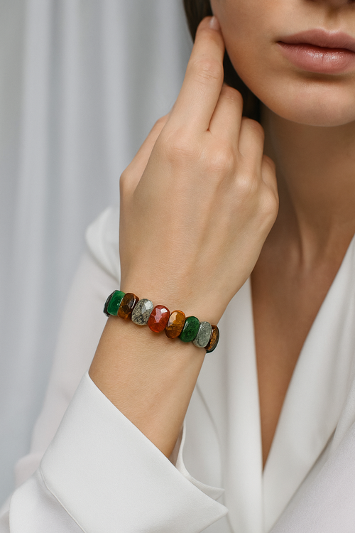 Sertifikalı Yengeç Burcu Doğal Taş Geniş Kesim Bileklik