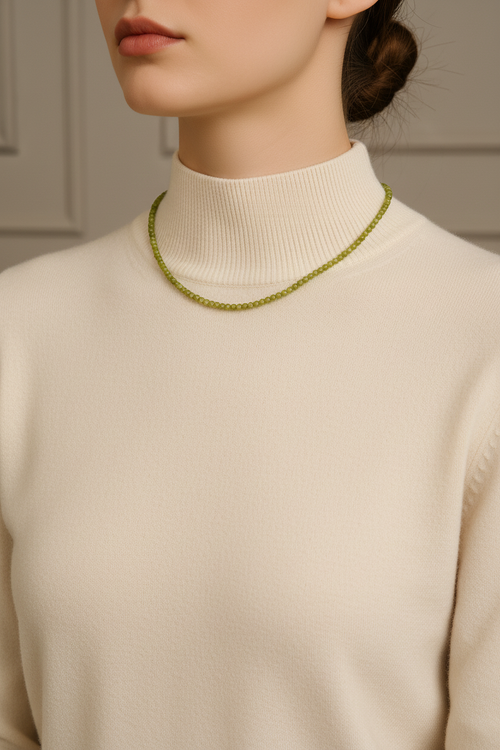 Sertifikalı Yeşim Doğal Taş Kolye ve Bileklik Takımı – 4 mm Küre Kesim