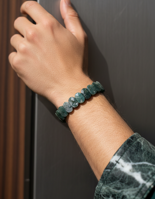 Sertifikalı Yosun Akik Doğal Taş Bilekli Rolex