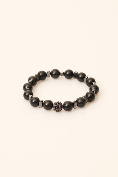Shungit - Hematit 10 mm Doğal Taş Zirkon Aparatlı Bileklik - Görsel 4 - Safnaturel