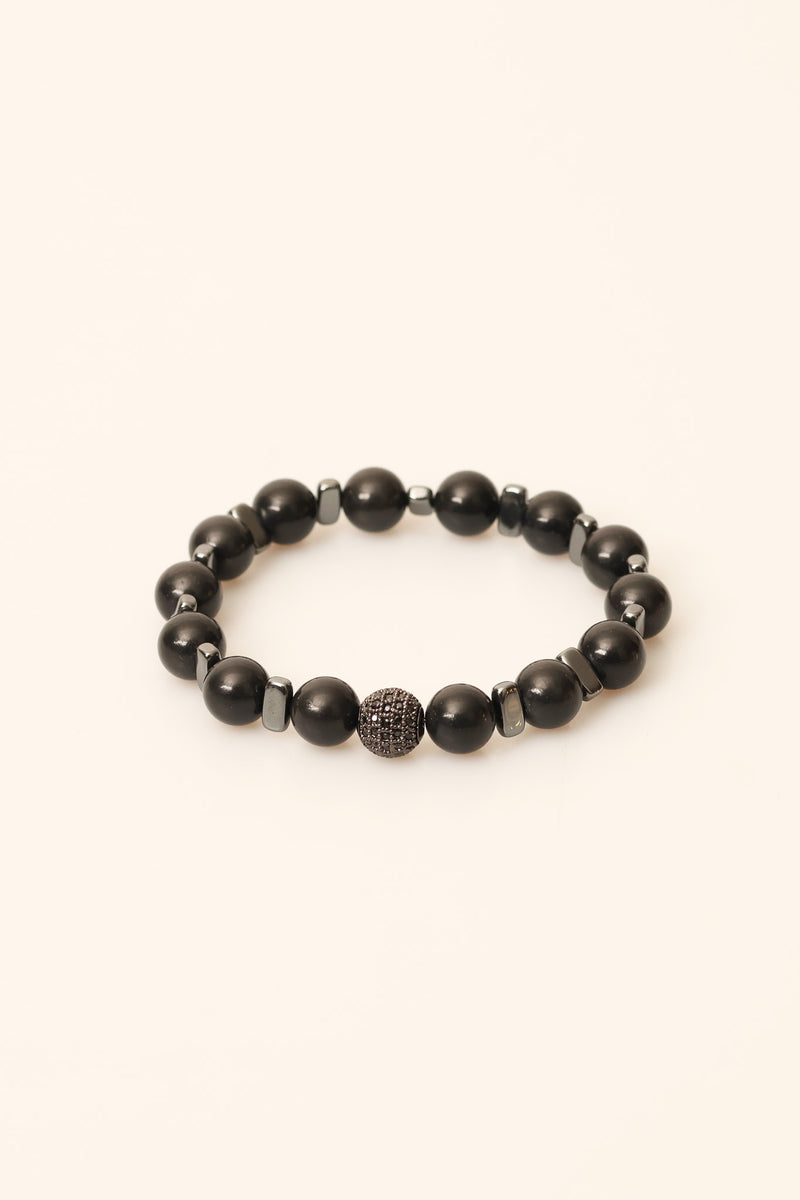 Shungit - Hematit 10 mm Doğal Taş Zirkon Aparatlı Bileklik - Görsel 4 - Safnaturel
