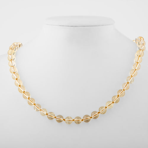 Citrine 8 mm Knotted Natural Stone Necklace