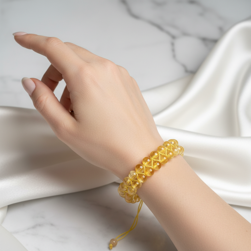 Sitrin 8mm Çift Sıra Makrome Doğal Taş Bileklik - Görsel 1 - Safnaturel