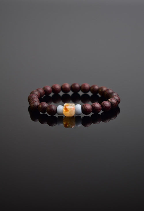 Citrine- Angelite- Rosewood Natural Stone Men's Bracelet
