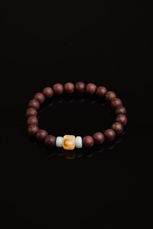 Citrine- Angelite- Rosewood Natural Stone Men's Bracelet