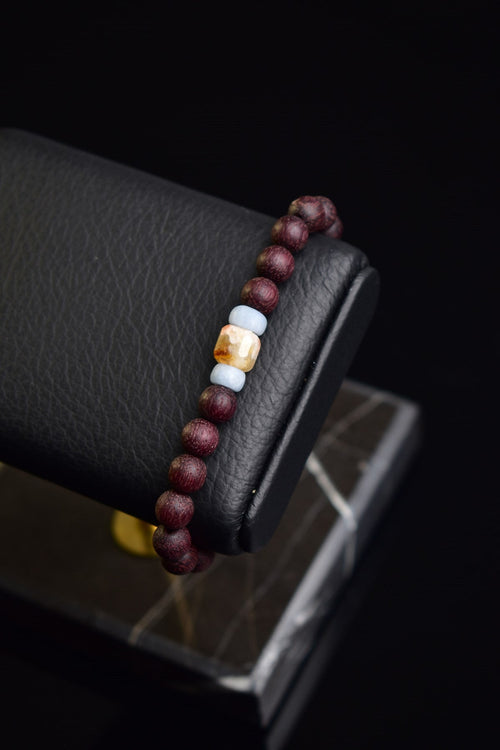 Citrine- Angelite- Rosewood Natural Stone Men's Bracelet