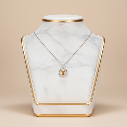 Sitrin Doğal Taş 925 Ayar Gümüş Kolye