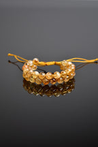 Citrine Natural Stone Double Row Macrame Bracelet 8 mm
