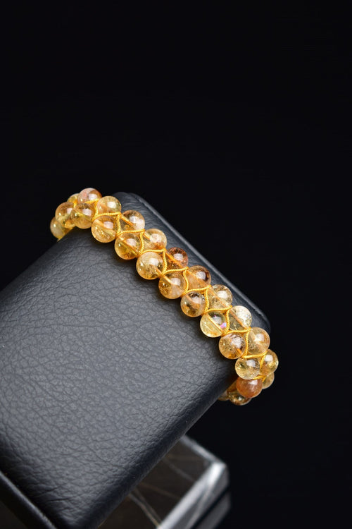 Citrine Natural Stone Double Row Macrame Bracelet 8 mm