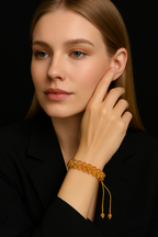 Citrine Natural Stone Double Row Macrame Bracelet 8 mm