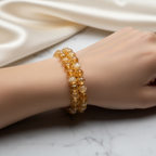 Citrine Natural Stone Double Row Macrame Bracelet 8 mm