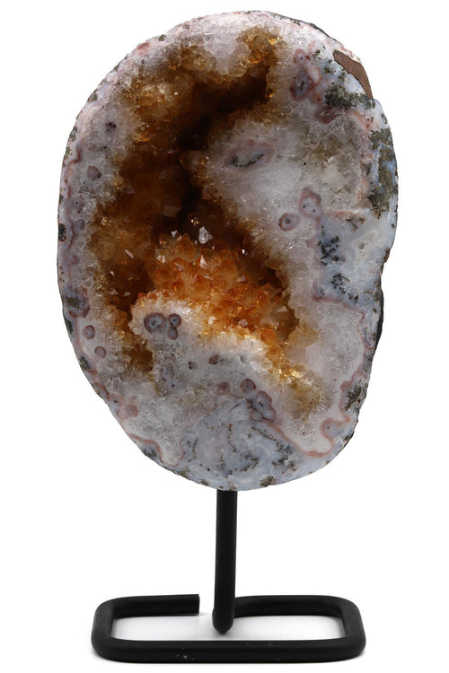 Sitrin Doğal Taş Standlı Ham Parça | Koleksiyonluk Dekoratif Kristal Taş