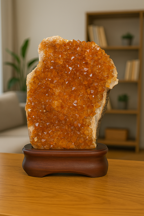 Citrine Natural Stone Stand Geode