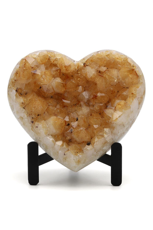 Sitrin Doğal Taş Standlı Kalp | Dekoratif Koleksiyonluk Doğal Taş Obje