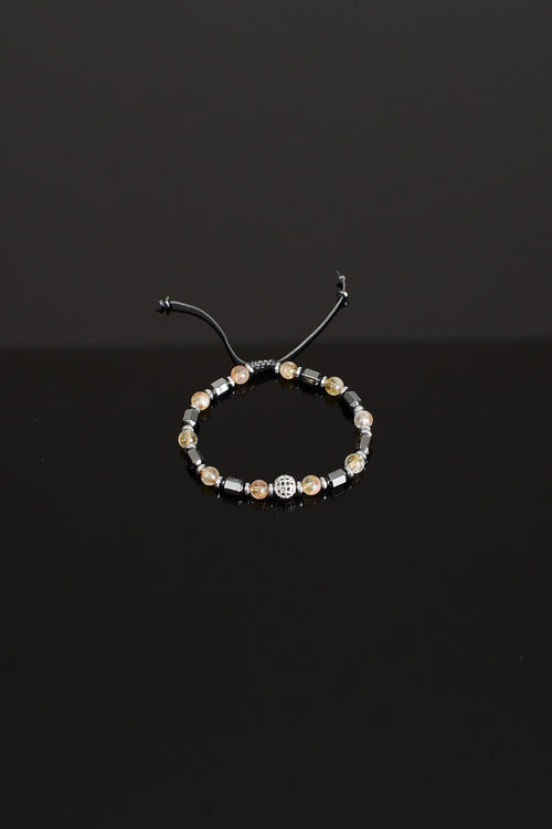 Citrine - Hematite Natural Stone Macrame Bracelet