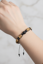 Sitrin - Hematit Doğal Taş Zirkon Aparatlı Makrome Bileklik