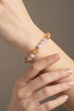 Citrine &amp; Kunzite (8 mm) Natural Stone Silver Device Bracelet