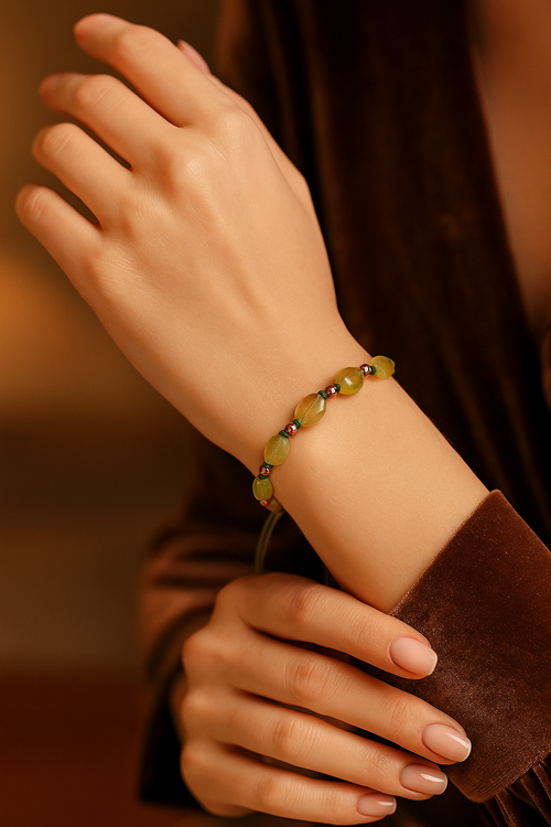 Citrine Single Row Macrame Design Bracelet