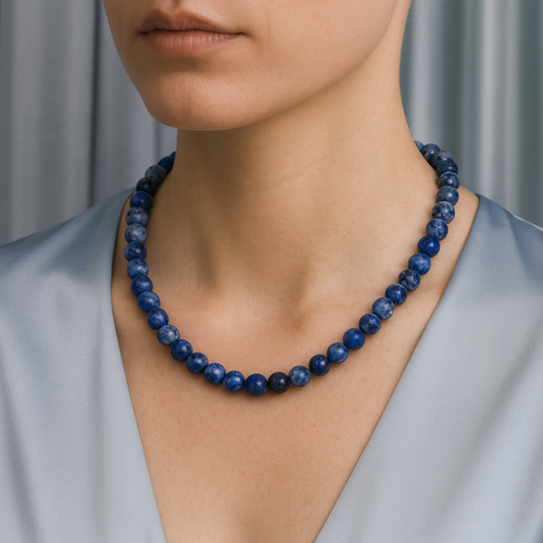 Sodalit Doğal Taş Dizi Kolye 8 mm