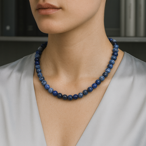 Sodalit Doğal Taş Dizi Kolye 8 mm