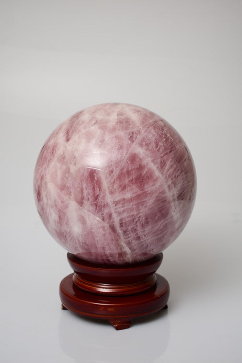 Rose Quartz Natural Stone Sphere with Stand