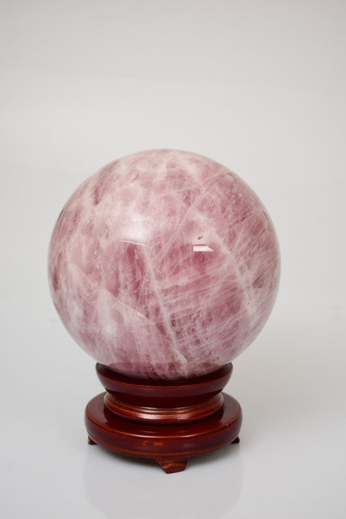 Rose Quartz Natural Stone Sphere with Stand