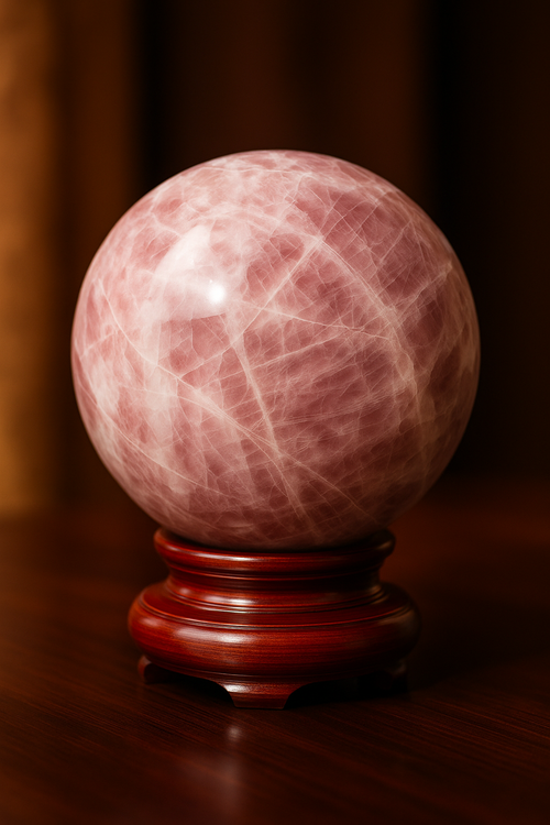 Rose Quartz Natural Stone Sphere with Stand