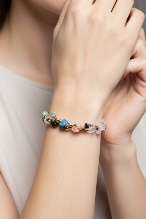 Terazi Burcu Makrome Tasarım Doğal Taş Bileklik