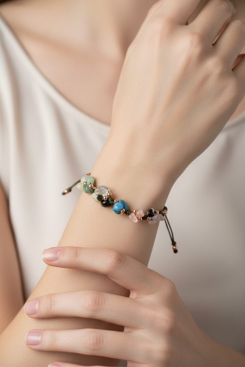 Terazi Burcu Makrome Tasarım Doğal Taş Bileklik