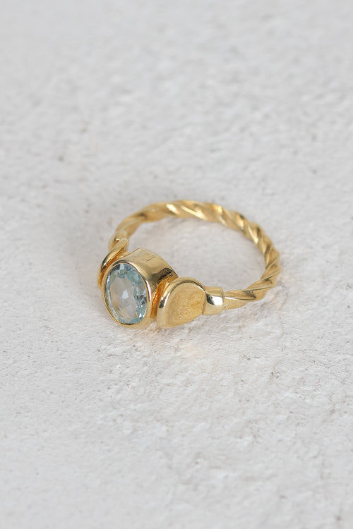 Topaz Doğal Taş 925 Ayar Gümüş Altın Kaplama Yüzük