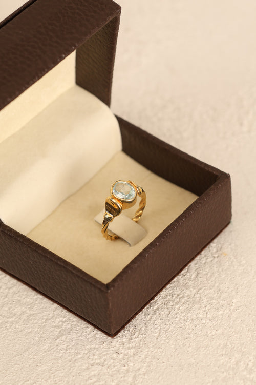 Topaz Doğal Taş 925 Ayar Gümüş Altın Kaplama Yüzük