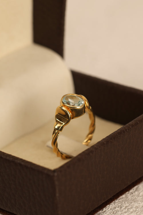 Topaz Doğal Taş 925 Ayar Gümüş Altın Kaplama Yüzük