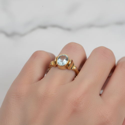 Topaz Doğal Taş 925 Ayar Gümüş Altın Kaplama Yüzük