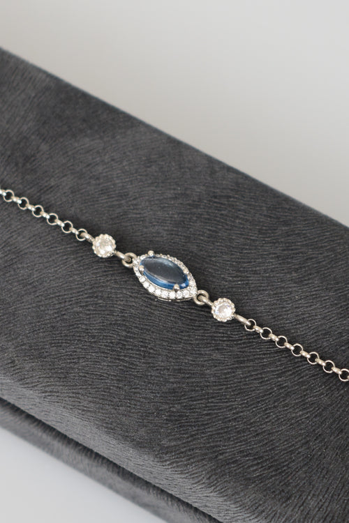 Topaz Doğal Taş 925 Ayar Gümüş Bileklik
