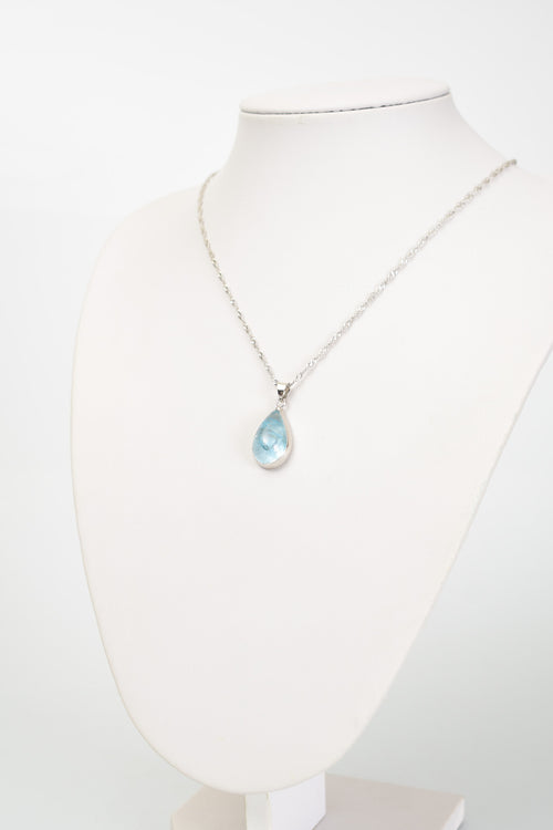 Topaz Doğal Taş 925 Ayar Gümüş Kolye