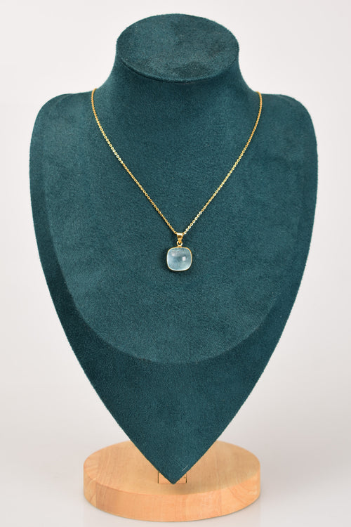 Topaz Doğal Taş 925 Ayar Gümüş Kolye ( Altın Kaplama )