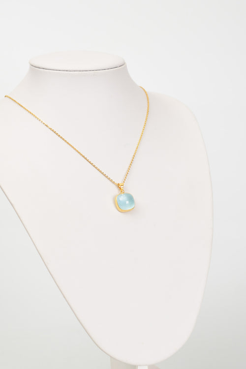 Topaz Doğal Taş 925 Ayar Gümüş Kolye ( Altın Kaplama )