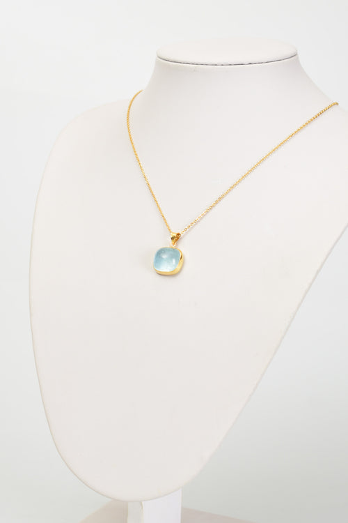 Topaz Doğal Taş 925 Ayar Gümüş Kolye ( Altın Kaplama )