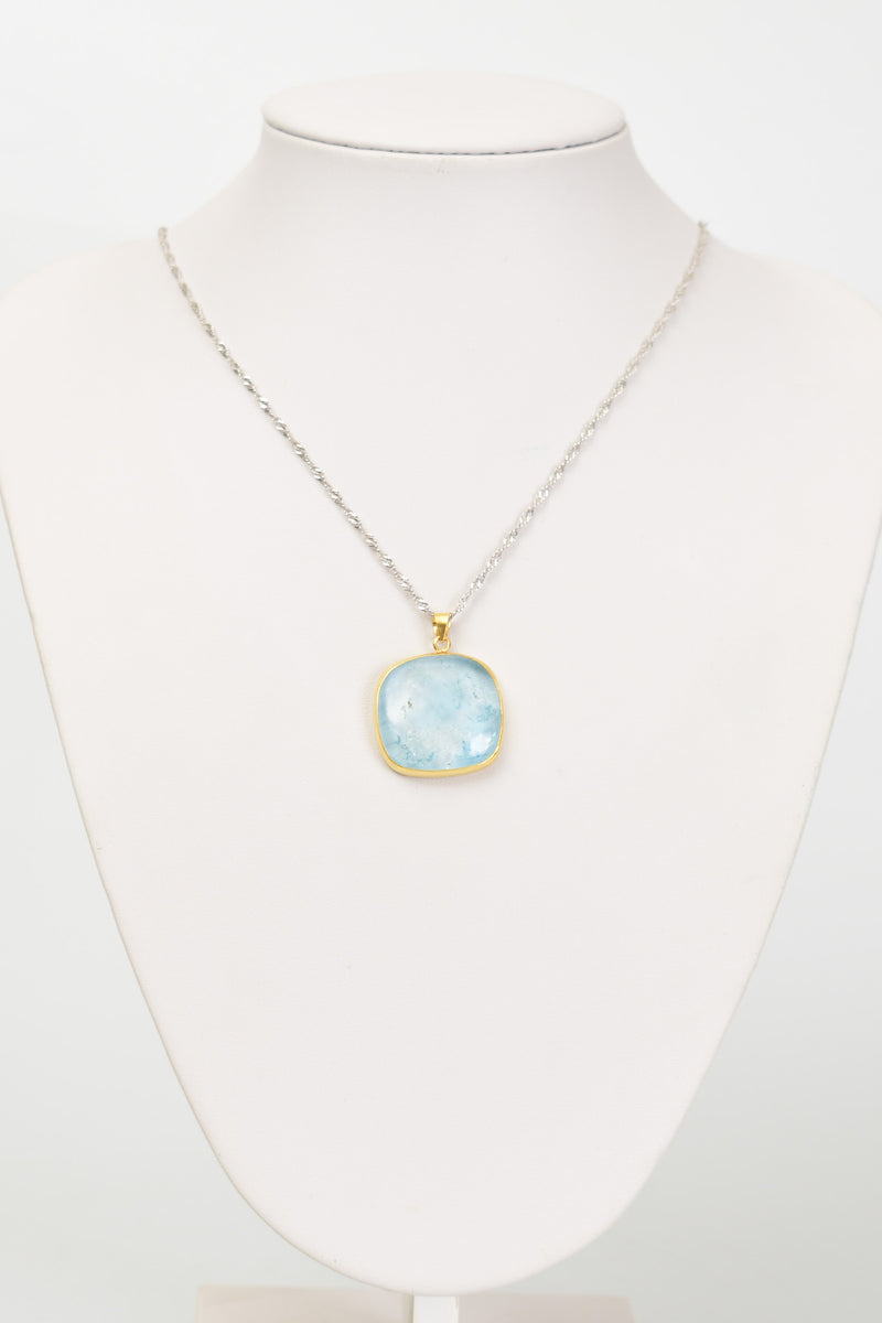 Topaz Doğal Taş 925 Ayar Gümüş Kolye ( Altın Kaplama ) - Görsel 1 - Safnaturel