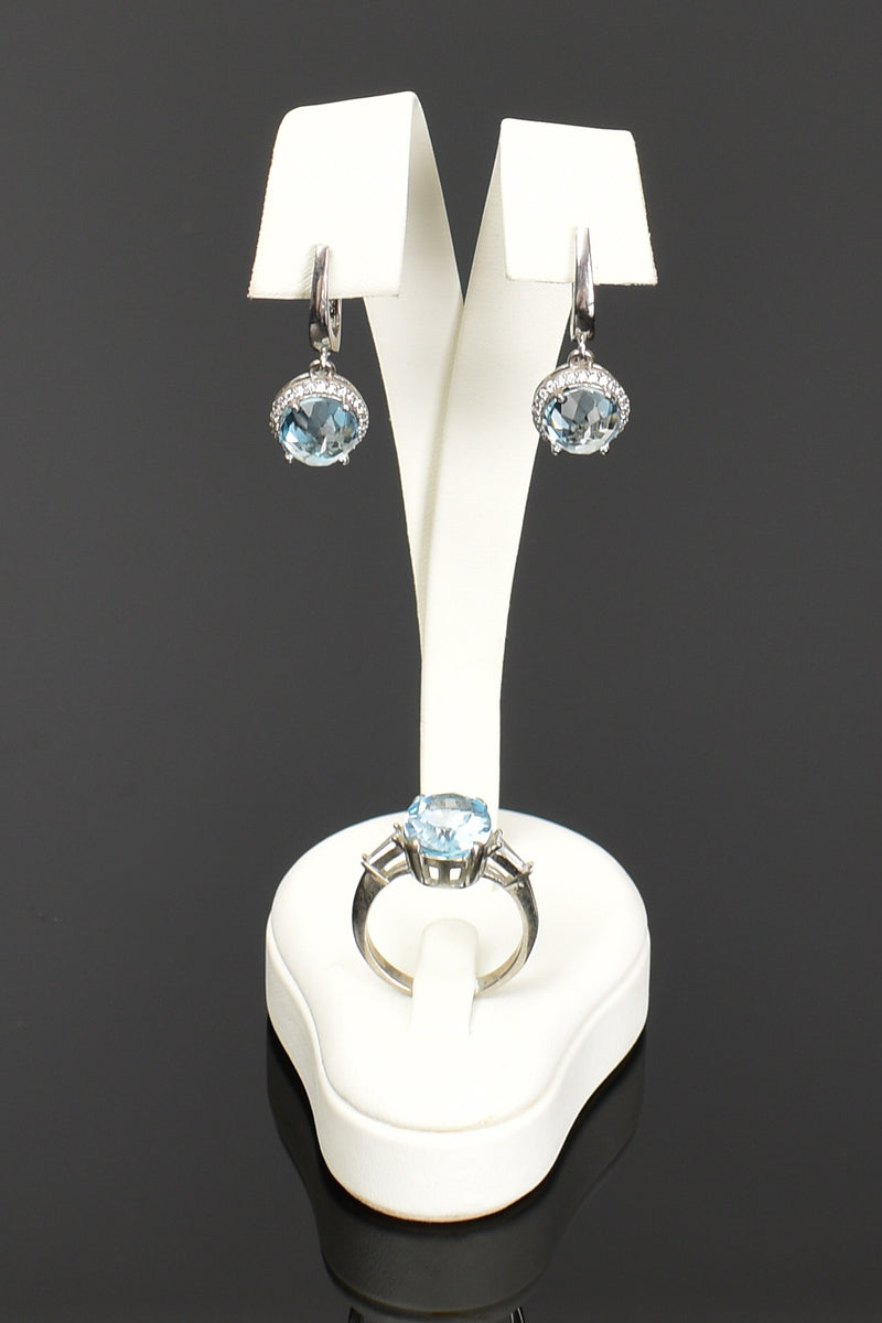 Topaz Doğal Taş 925 Ayar Gümüş Yüzük - Küpe Set - Görsel 1 - Safnaturel
