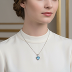 Topaz - Natural Stone 925 Sterling Silver Necklace with Diamonds