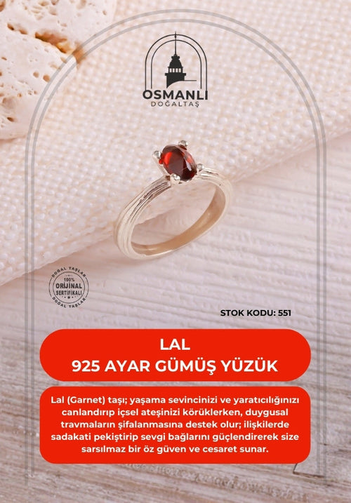 Sertifikalı Lal 925 Ayar Gümüş Yüzük (SK:551)