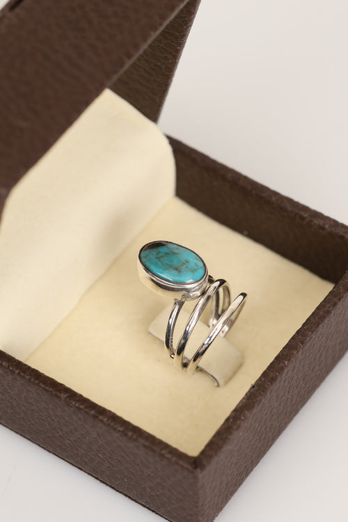 Turkuaz Firuze Doğal Taş 925 Ayar Gümüş Yüzük