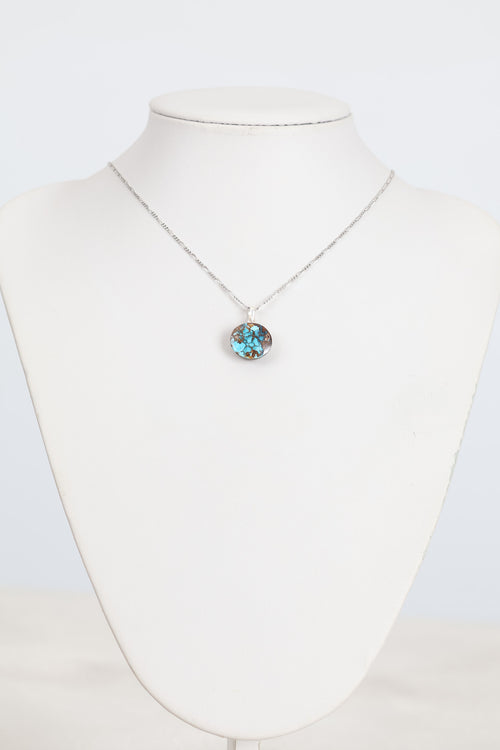 Turkuaz Firuze Doğal Taş  Gümüş Kolye