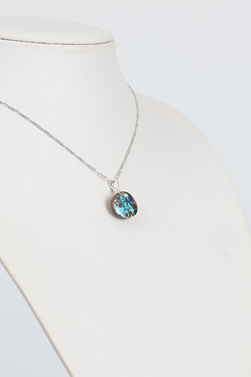 Turkuaz Firuze Doğal Taş  Gümüş Kolye